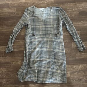 Gilli Gray Plaid Long Sleeve Dress